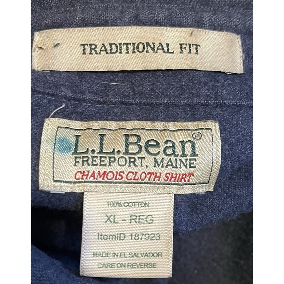 LL BEAN Chamois Shirt Traditional Fit Flannel Mens XL Blue Gorp Outdoor Cabin - Picture 6 of 7